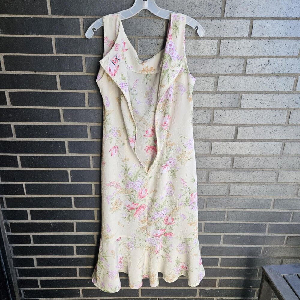 Vintage R&K Originals Light Cream Floral Cottage Style Maxi/Flare Dress Size M - Picture 3 of 16